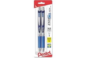 Pentel EnerGel Deluxe RTX Retractable Liquid Gel Pen, 0.7mm, Metal Tip, Blue Ink, 2 Pack (BL77BP2C)