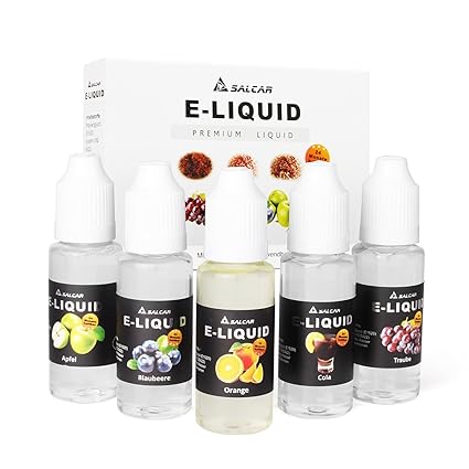Salcar E-Liquid 0,0mg Nikotin, 1er Pack (5x 20ml) für E-Zigarette, Apfel, Trauben, Orange, Blaubeere,Cola