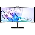 SAMSUNG ViewFinity S65VC Series 34" Ultrawide QHD Curved Monitor LS34C650VANXGO, Built-in FHD Camera, HDR10, 100Hz, 350 nit, USB-C, Adjustable Stand, Intelligent Eye Care, Black