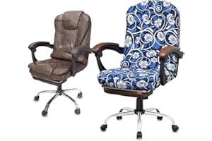 NeColorLife Large Office Chair Cover– Lightweight Stretchable Desk Chair Slipcover for High Back Chairs, Washable & Non-Slip, Floral Pattern (Large Size, Printed Design B)