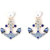 Blue Anchor Earrings Ocean Navy Anchor Hypoallergenic jewelry for women