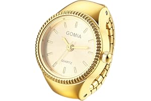 JewelryWe Men Women Ring Watch: Analog Round Quartz Stretchy Band Simple Casual Business Elastic Finger Watches for Christmas