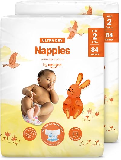 By Amazon Ultra Dry Nappies Size 2 (3-6 kg) 168 nappies channels