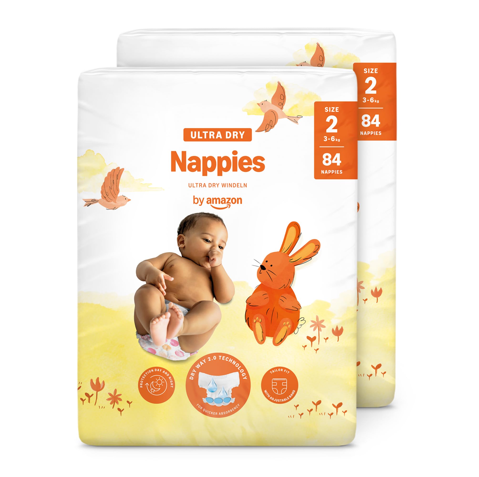 By Amazon Ultra Dry Nappies - Size 2 (3-6 kg) - With channels- 168 Units (2 packs x 84) (Previously a Mama Bear Brand, Same Product)