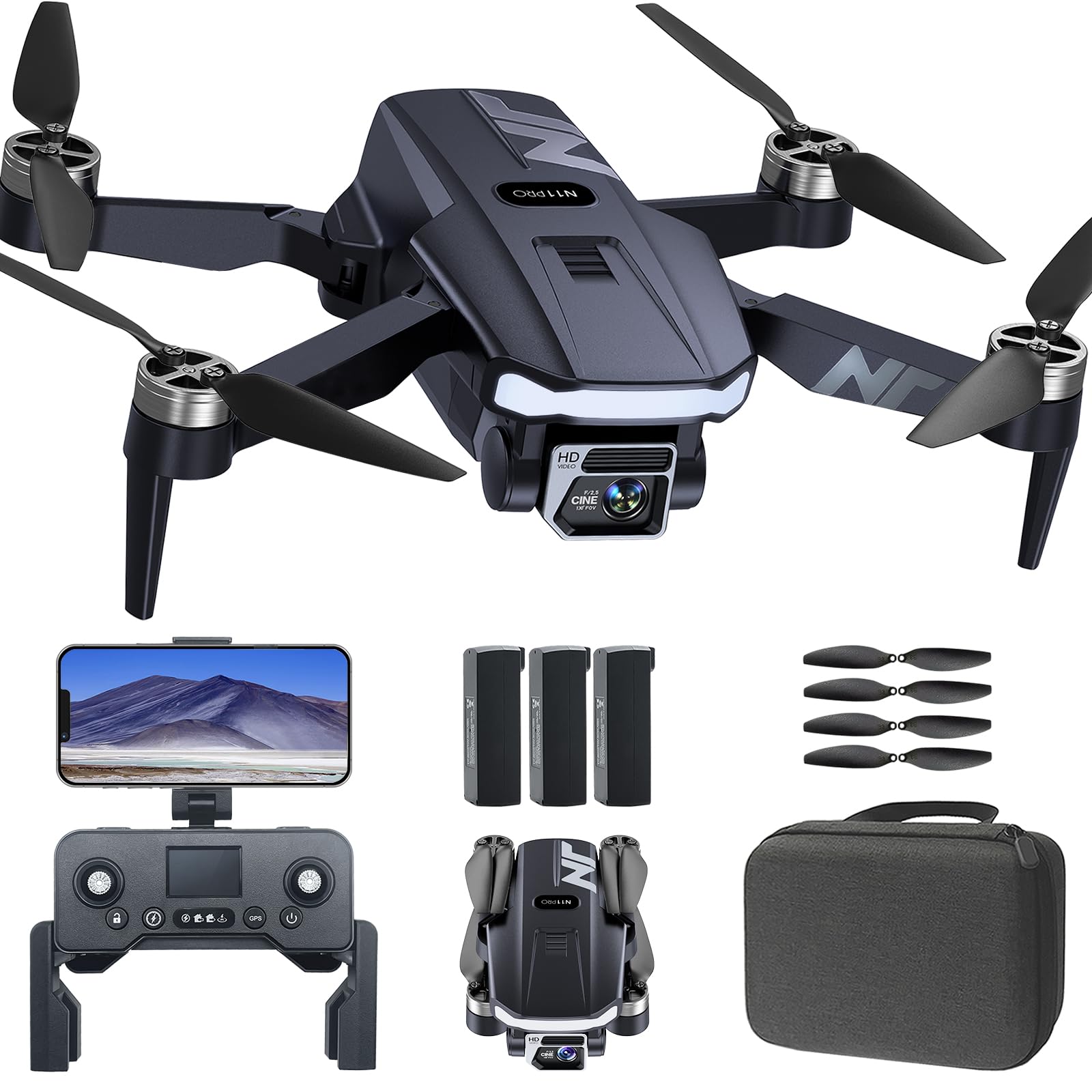 Photo 1 of N11 Pro GPS Drone with Camera for Adults 4K UHD Premium Quadcopter Featuring 90 Minutes Extended Flight, Auto Return to Home, Intelligent Tracking Feature, Brushless Propulsion, Long Range Control, and 5G FPV Experience?