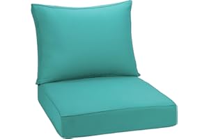 HERMOCE Outdoor Deep Seating Cushion Set, 24" x 24", Waterproof & Fade Resistant Patio Furniture Cushions with Handle, Deep Seat and Back Cushion for Chair and Sofa (1, Green)