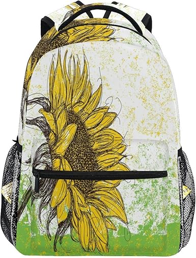 Retro-Rucksack mit Sonnenblumenmotiv im Vintage-Stil, für Laptop
