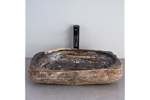 MIDUSO 177 - Handcrafted Irregular River Stone Vessel Sink; Real Stone Sink; Unique Vessel Sink - Choose Your Design Under 'Color' Options