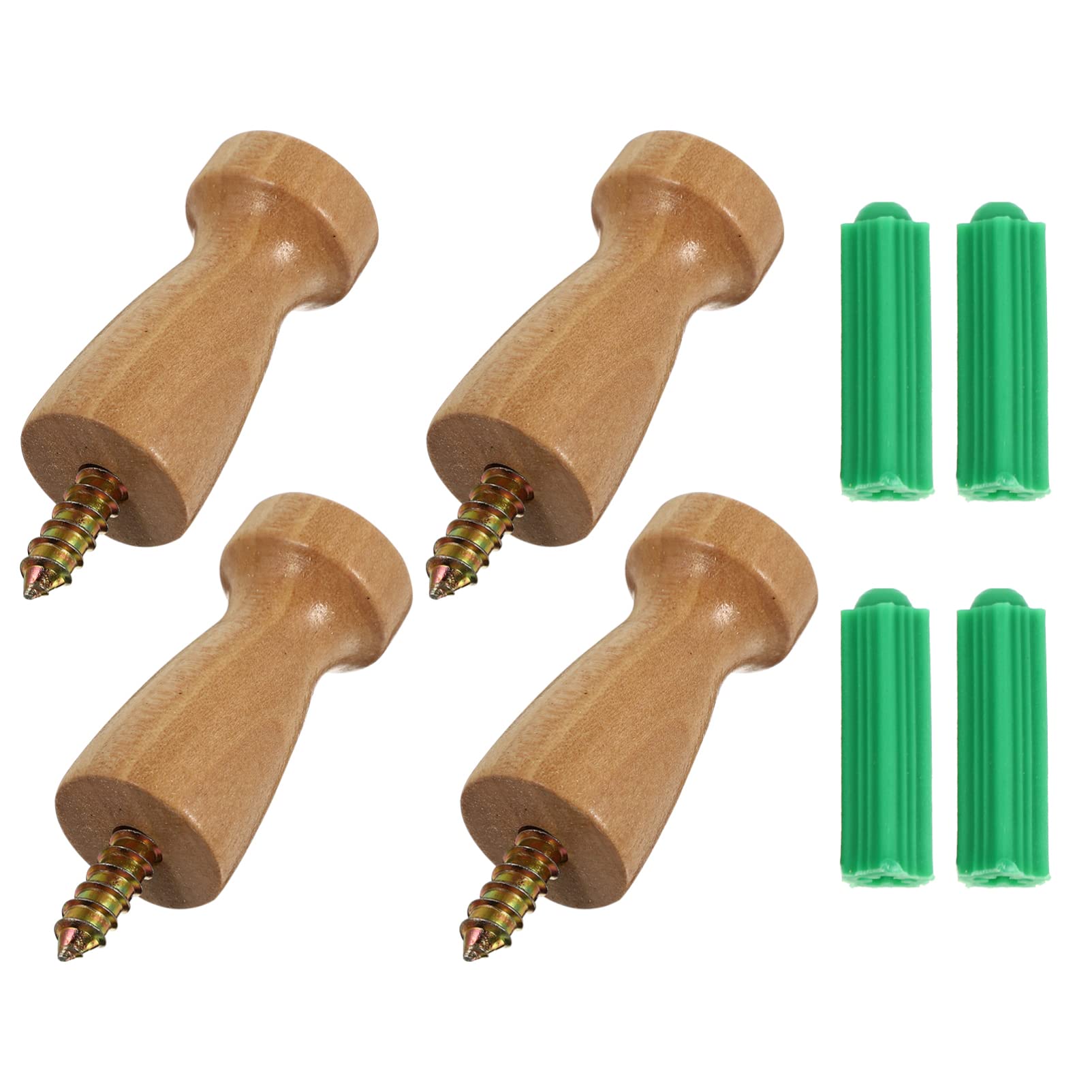 DOITOOL Towel Hooks Wooden Shaker Peg Wood Wall- Mount Robe Hook 4pcs Screw- on Hanger Shaker Racks for Hanging Clothes Hats Towel and More Decorative Hook