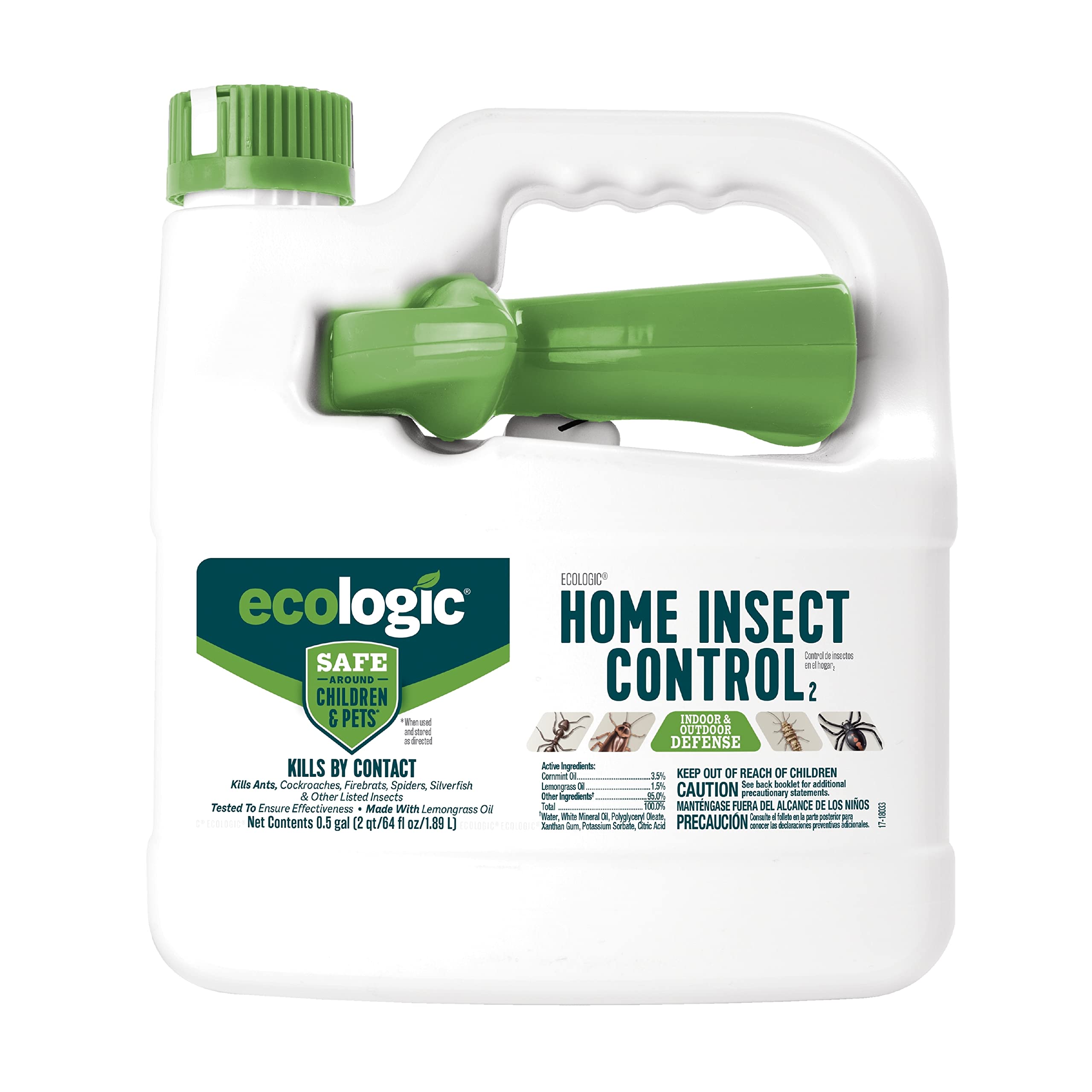 Photo 1 of Ecologic Home Insect Control, Kills Cockroaches, Ants, Spiders and More, Indoor & Outdoor Use, Safe Around Children and Pets, (RTU Spray) 64 Fl Oz (Pack of 1)