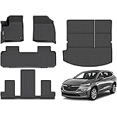 GINOWY-Floor Mats & Cargo Liner for Buick Enclave 2018-2024,TPE All Weather Protection 2024 Enclave Car Floor Mats, Non-Slip Trunk Mat Waterproof Enclave Accessories Mats,Black