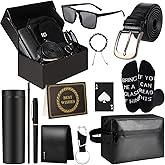 Gifts Box for Men Dad Gifts Basket Set for Fathers 16 oz Tumblers Wallet Toiletry Bag Bottle Opener Sunglasses Bracelet Socks Pen Keychain Personalized Birthday Gift for Dad Husband Boyfriend