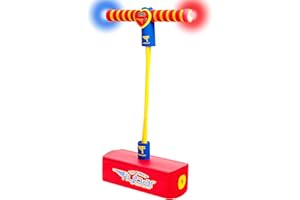 Flybar My First Foam Pogo Jumper for Kids Fun and Safe Pogo Stick for Toddlers, Durable Foam and Bungee Jumper for Ages 3 and up, Supports up to 250lbs (Red LED), 5.51x4.92x10.43