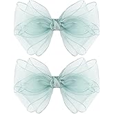 5.5-Inch Organza Double Hair Bows Alligator Clips Hair Accessories for Girls Toddler Kids Children Teens -Green