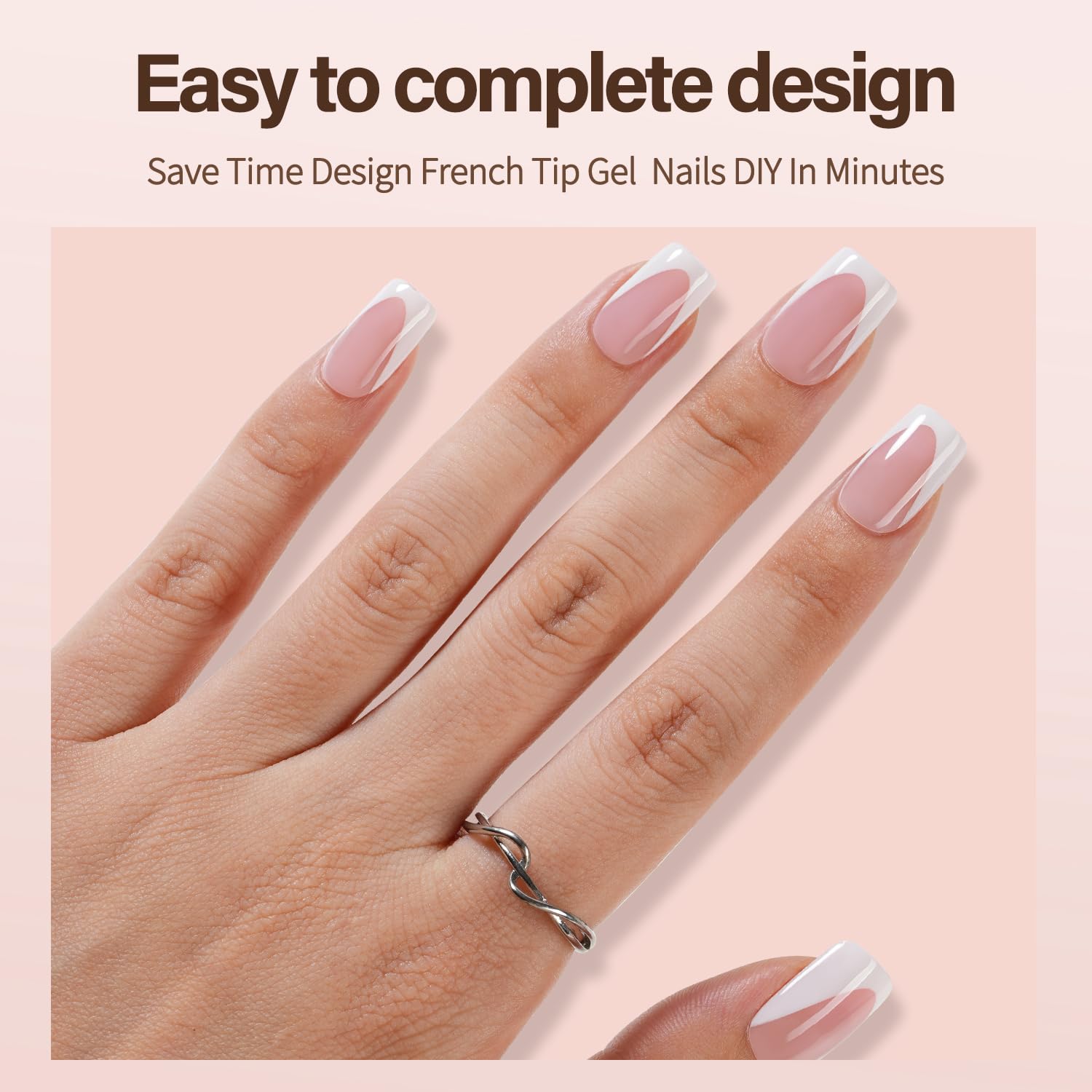 Vansiho Deep French Gel Nail Tips, 150Pcs Short Square Gel Nail Tips, Pink French Tips Press on Nails, Soft Gel Nails French Square Gel Tips, Fake Nails for Nail Art DIY 15 Sizes - Image 3