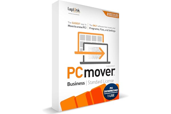 Laplink PCmover Business Standard - PC to PC Migration Software - 1 Use - Automatically Migrate New PCs - Reduce IT effort while saving time & budget