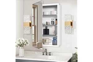 FOMAYKO Bathroom Medicine Cabinet with 20x30 in Rectangular Beveled Frameless Mirror,Wall Mounted Mirror Cabinet for Bathroom