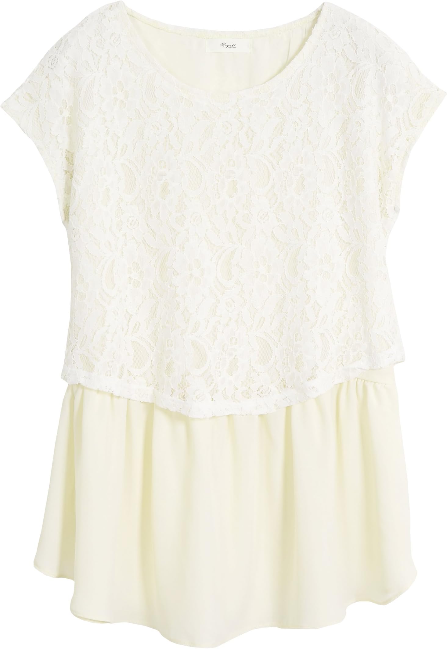 Mayuki Women's Two-Tone Layered Crochet Lace Chiffon Top