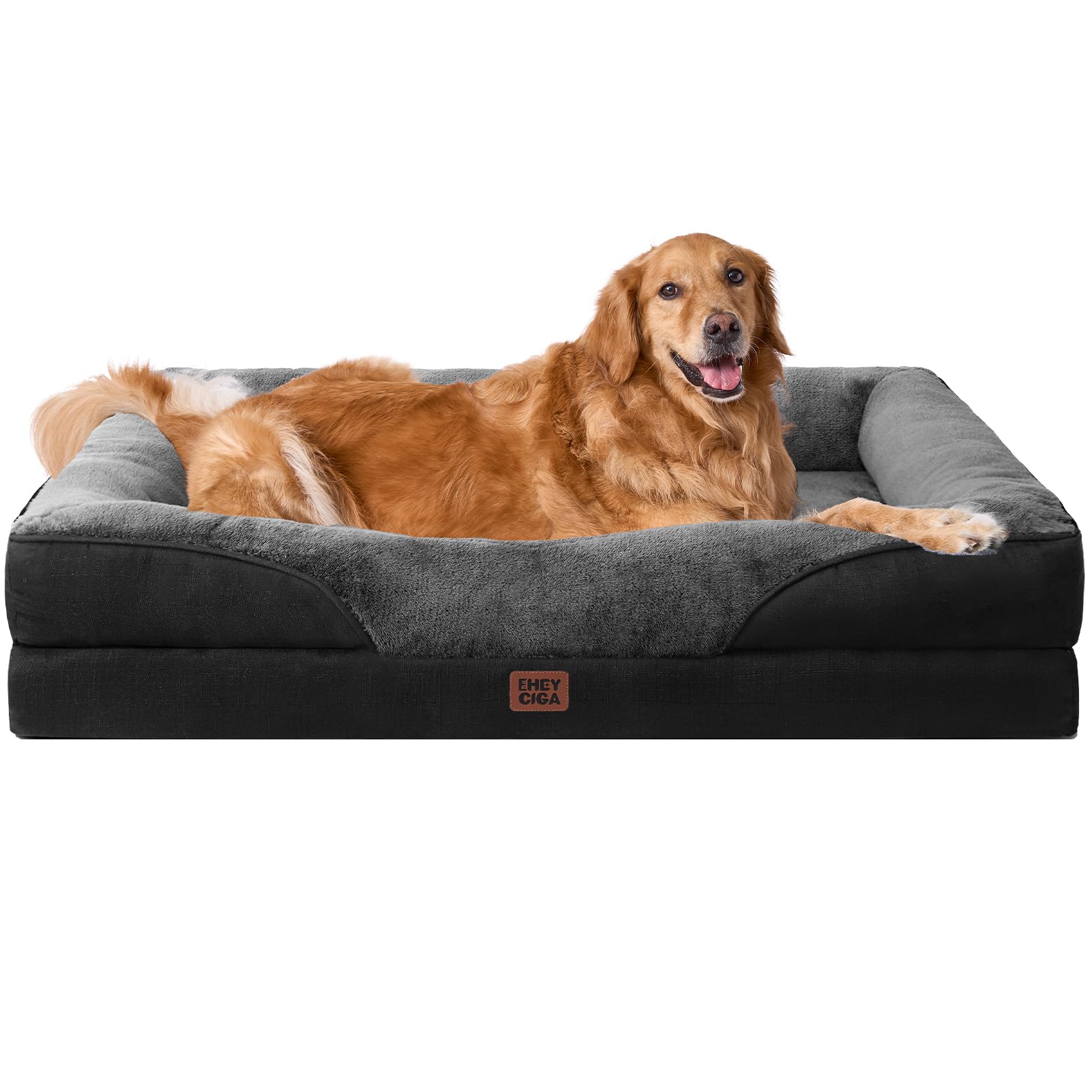 Photo 1 of *** FOR PARTS/ MISSING PIECES*** EHEYCIGA Orthopedic XL Dog Bed for Large Sized Dog, 42x30x7.5 Inch Extra Large Memory Foam Dog Couch Bed with Sides, Waterproof Liner & Washable Removable Cover, Bolster Pet Sofa, Grey/Black