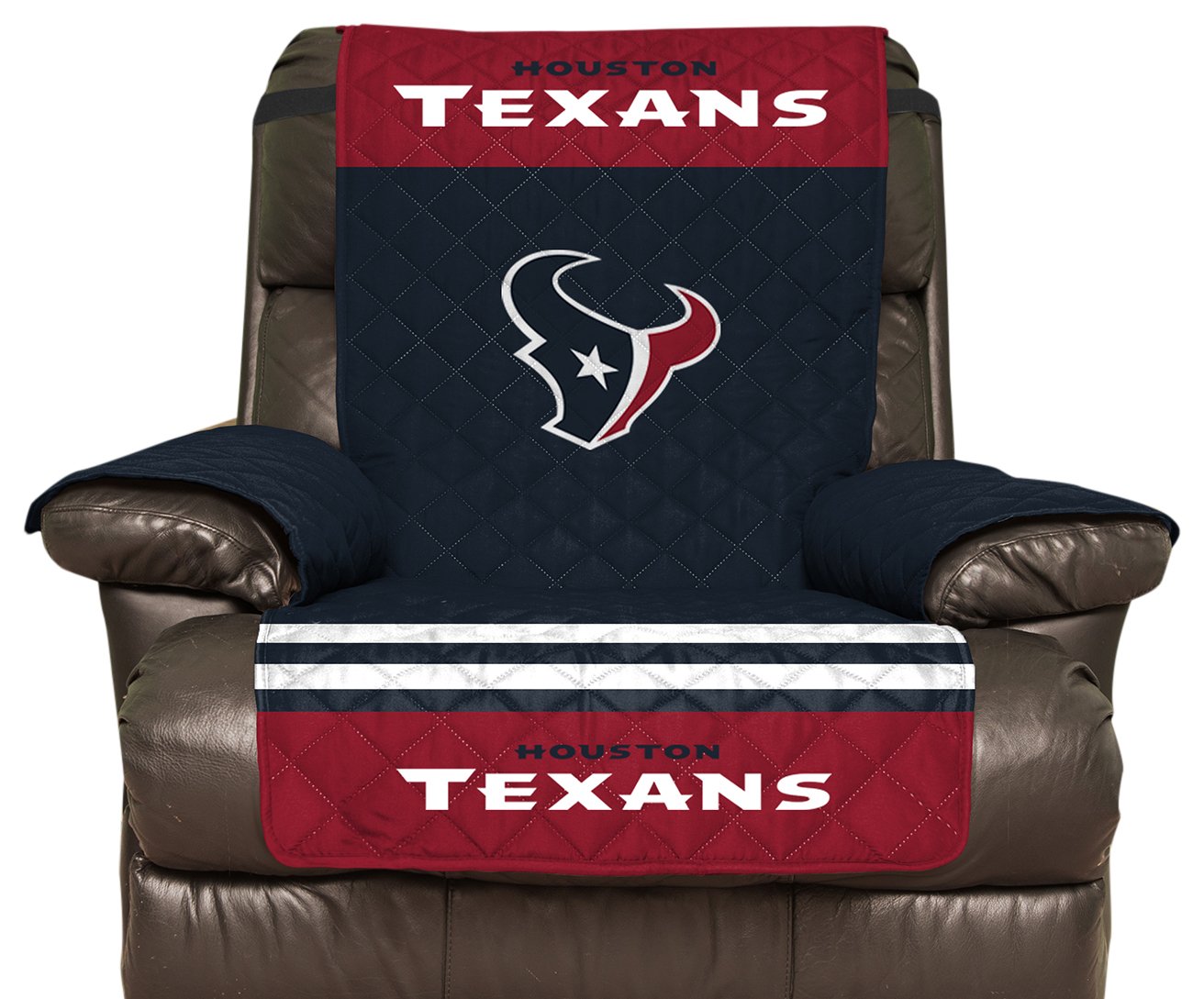 Pegasus Sports NFL Houston Texans Furniture Protector with Elastic Straps, Recliner, Deep Steel Blue Image