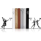 Zckjnoi Basketball Metal Bookends for Shelves, Black, 1 Pair | Heavy Duty Support ， Matte Black Iron ， Kids Room &amp; Office Bookshelf Organization