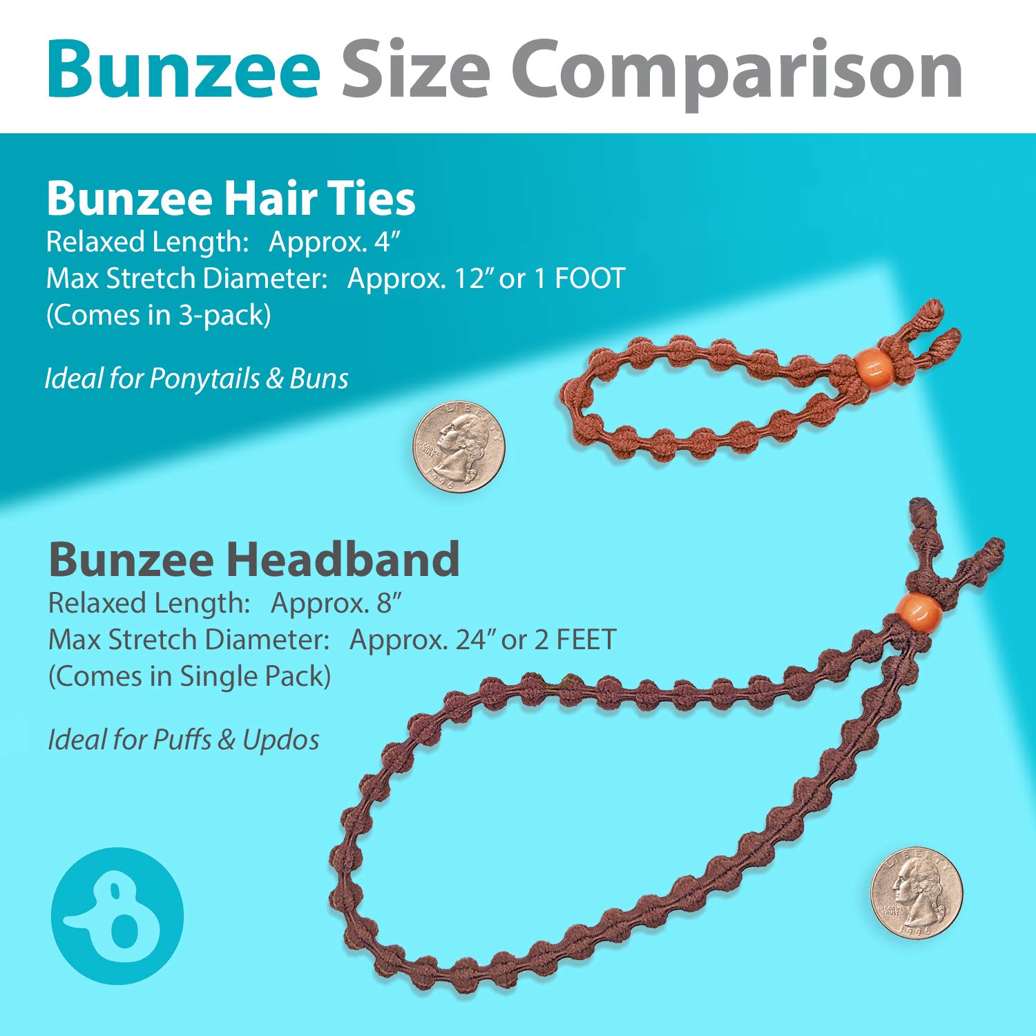 BunzeeBands Adjustable Length Hairband | Long Cushioned Headband Ties for Women with Thick, Braided, Kinky, Curly, Natural Hair | Extra Stretchy, No-Slip Design (Single, Black) (1 Pack, Black 1-Pack) : Beauty