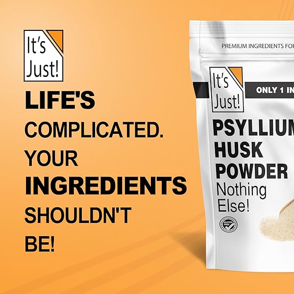 IT’S JUST! – PSYLLIUM HUSK POWDER, EASY MIXING DIETARY FIBER, CLEANSE YOUR DIGESTIVE SYSTEM, FINELY GROUND POWDER, IDEAL FOR KETO BAKING, NON-GMO (UNFLAVORED, 10OZ (PACK OF 1))