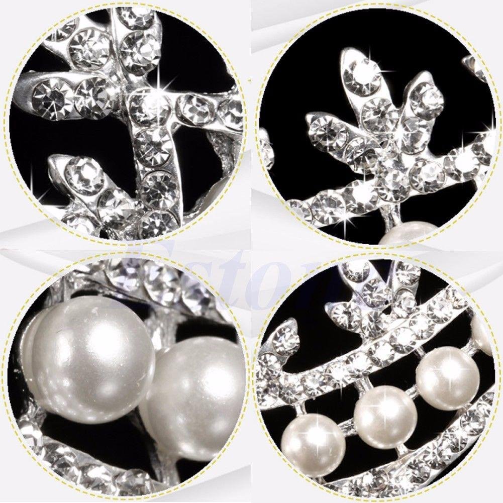 Abeillo Hochzeit Braut Perle Kronen-Stirnband Tiara Charmantes Strass Kopfstück Silber