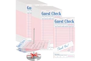 Jowlawn 20 Pack Guest Check Pads for Waiters Waitresses, 1000 Sheets Server Note Pads with Receipt Holder Spike for Restaurant, Café, Food Truck, Lounges, 1 Part Guest Check Books for Servers, Pink