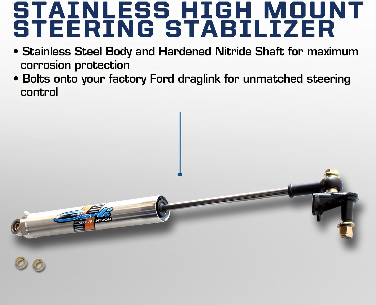 Carli Suspension08+ Ford Stainless High Mount Steering Stabilizer