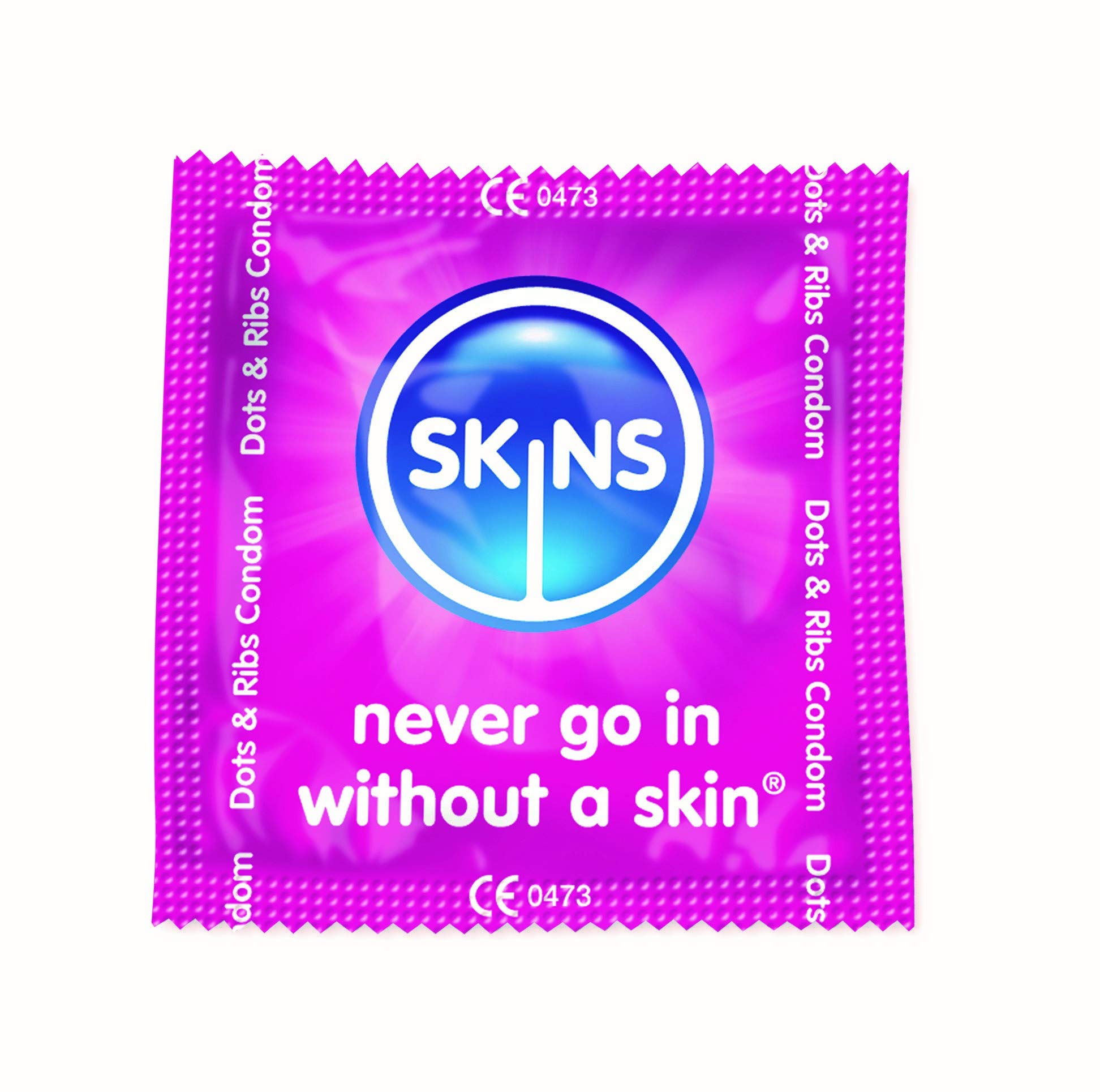 Skins Dots and Ribs Condoms, 24 Pack of Premium Skins Condom Dot and Ribs Extra Safe Pleasure Condoms for Adults, No Latex Smell, Extra Lubrication, Ultra Thin Extra Feel for Maximum Pleasure