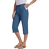 Cagola 18" Beach Pants for Women Swim Pants Built-in Brief Quick Dry Summer Capris UPF50+ Knee Length Long Swim Bottoms