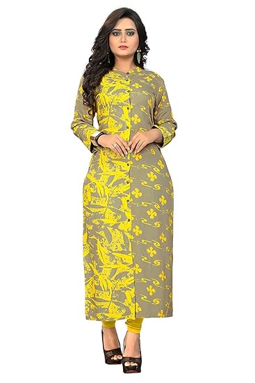 Navabi Export Womens Rayon Printed Multicolor A-Line Kurti (VF-KU-192)