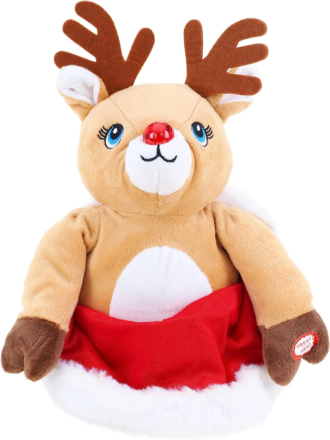 Toyland® Peekaboo Plush Soft Toy - Animated Singing Toy With Peekaboo Feature - New Baby/Christening (REINDEER)