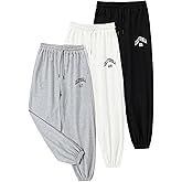 EXARUS 3 Pack Girls Sweatpants Joggers Teen Sweat Pants Cute Baggy Tween Trendy Clothes Preppy with Pockets