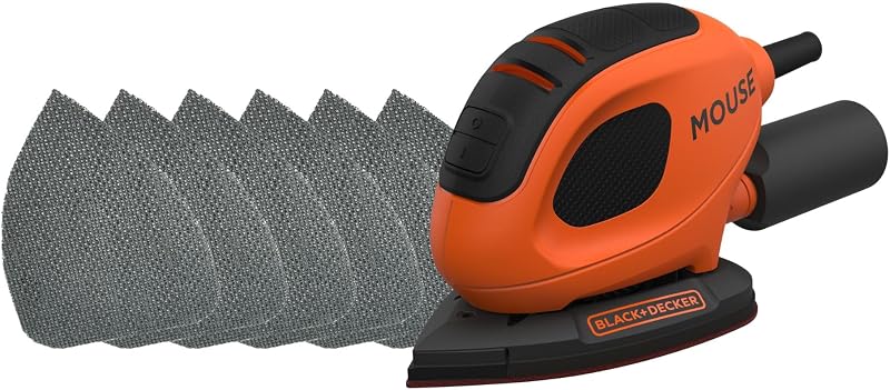 BLACK+DECKER Mouse 55W Detail Sander BEW230-GB 6 Sheets Dust Port