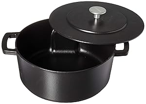 Combekk RAILWAY Recycled Enameled Cast Iron 6.3 Quart Dutch Oven w/Thermometer, Black, 11"