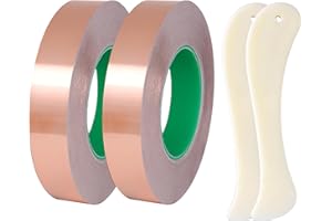 Ouwinway Copper Foil Tape, Double-Sided Conductive Adhesive, EMI Shielding and Anti-Static, for Paper Circuits, Grounding, Electrical Repairs,Guitar Muffling(1'' x 66ft-2 Rolls)