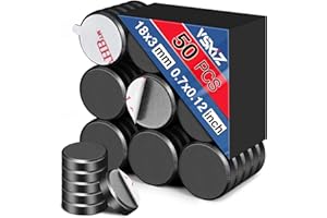 VSKIZ Small Round Disc Ceramic Magnets, 50Pcs with Adhesive Backing for Crafts, Refrigerator, Whiteboard, DIY & Hobbies - 0.71x0.12inch