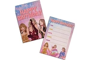 16pcs Music Singer Taylor Birthday Invitations Cards, Taylor Birthday Party Supplies for kids or Adult