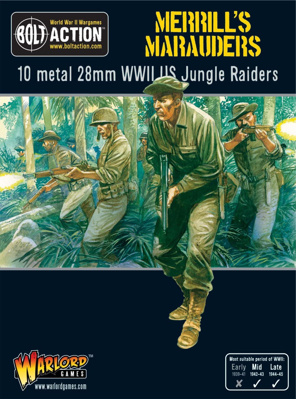 Warlord Games Merrill's Marauders Squad - 28mm Scale Metal Miniatures for Bolt Action Highly Detailed World War 2 Miniatures for Table-top Wargaming