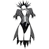 MEOWCOS Women's Halloween Bodysuit Costume Black-White Striped Bodysuit Christmas Outfit Set Bunny Girl Suit