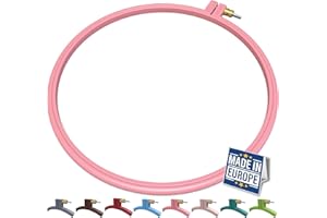 Maker Susan Plastic Embroidery Hoop, Hello Series Cross Stitch Hoops for Beginners, Punch Needle Hoop, Embroidery Frames for Sewing, Needlework, Embroidery Projects (Pink, Large 9.45" (24 cm))
