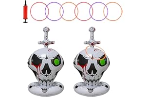 VOIIAKE 2 Pack Skeleton Halloween Inflatables Ring Toss Games Set - Outdoor Carnival Party Games with Rings, Halloween Games, Activities, Toys & Gifts for Adults, Party Supplies