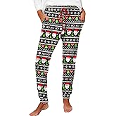 Deerose Women Christmas Pajama Pants Elastic Waist Xmas PJ Pants with Pockets