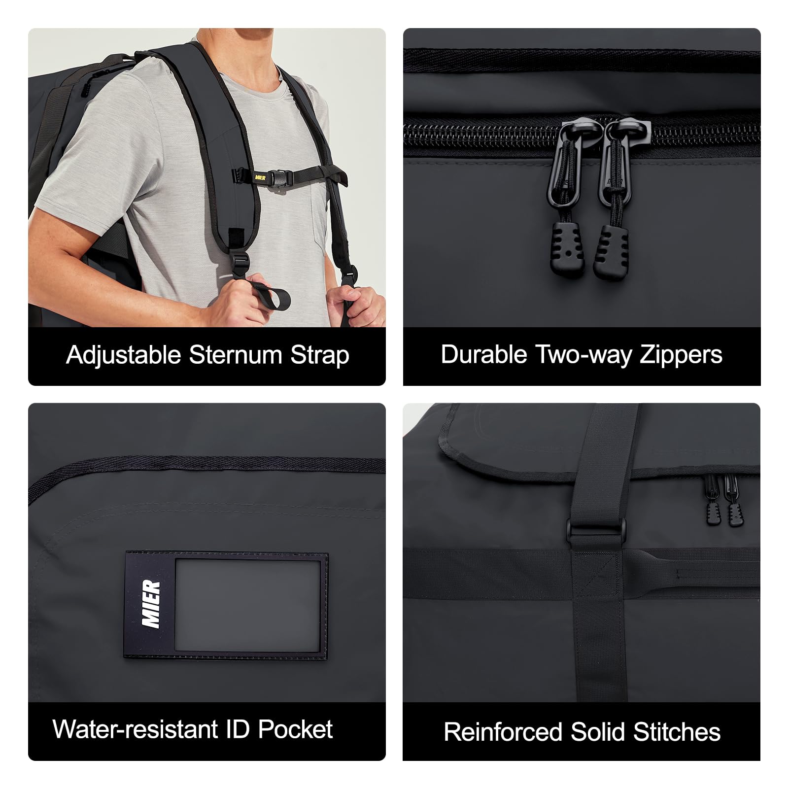 MIER Water Resistant Backpack Duffle Heavy Duty Convertible Duffle Bag with Backpack Straps for Gym, Sports, Travel