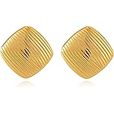 Chunky Gold Earrings for Women, 18K Gold Plated Stainless steel Waterproof Stud Earrings, Bold Vintage Chunky Jewelry for Women