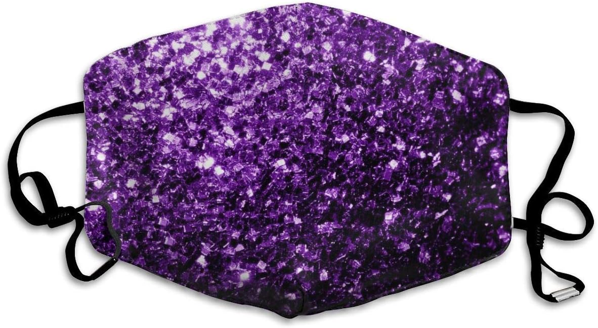 Mask Can Be Washed Reusable Mouth Mask, Funny Anti-Dust Face Masks, Beautiful Dark Purple Glitter Sparkles Ski Cycling Camping Half Face Mouth Masks For Boys Girls & Kids