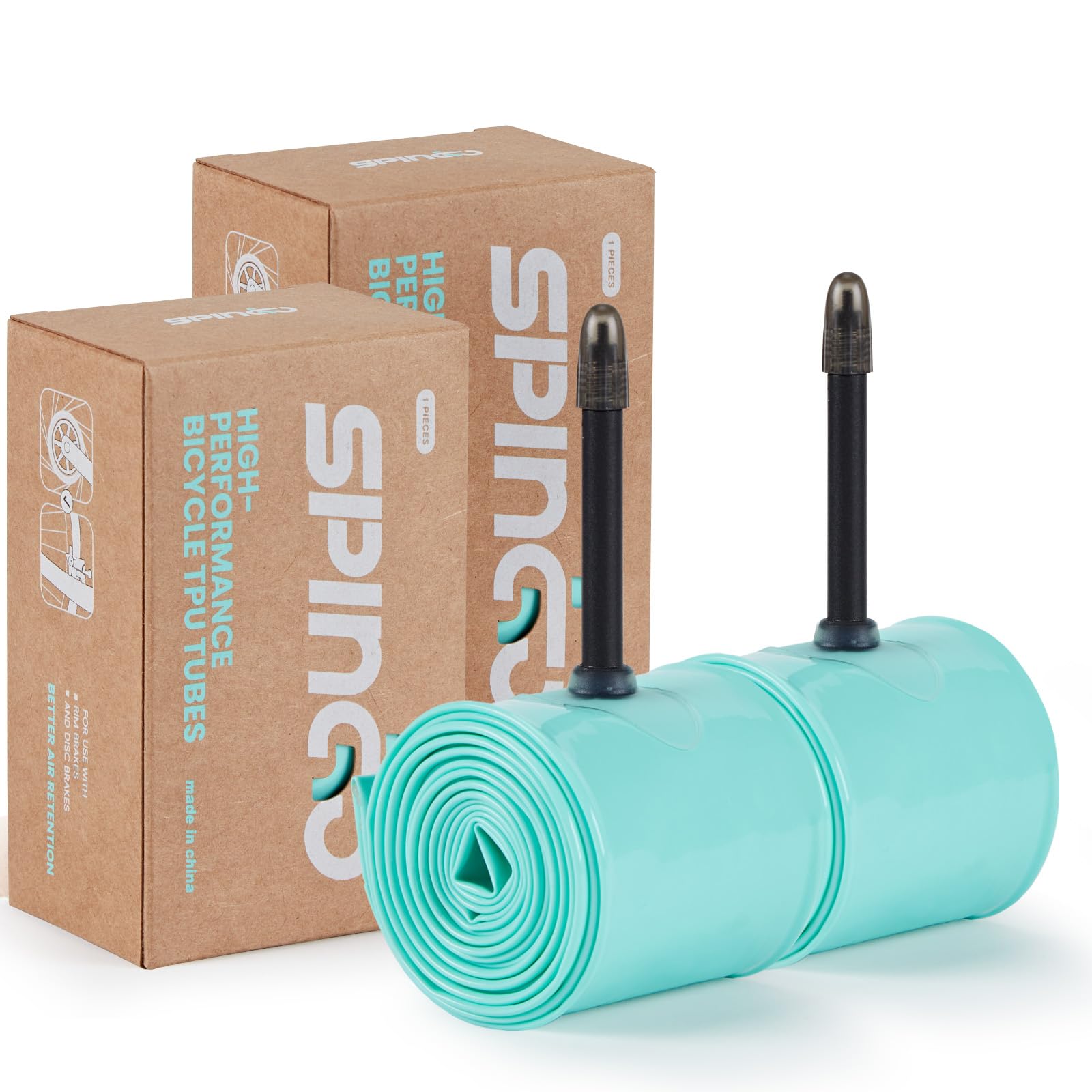 Photo 1 of 2-Pack SPINGO Inner Tube MTB 26inch / 27.5inch / 29inch TPU Inner Tubes for 1.5-2.1/2.2-2.5 MTB TPU Bike Tube with 48mm Presta Valves Lightweight Mountain Bike Spare Tire