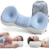 Mixiniso Cervical Neck Roll Pillow, Say Goodbye to Neck Pain, Travel Neck Support Pillow for Side Sleepers, Ergonomic Memory Foam Camping Pillow, Cervical Traction Device with Storage Bag